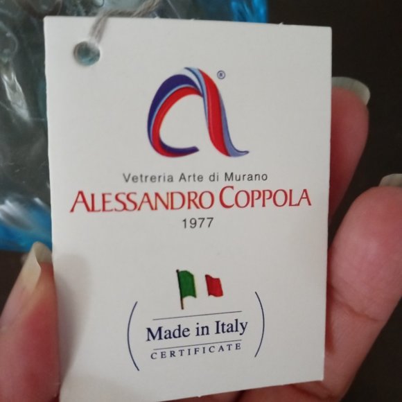 Italian MURANO 6" tall TURQUOISE Vase by Alessandro Coppola - Picture 5 of 7